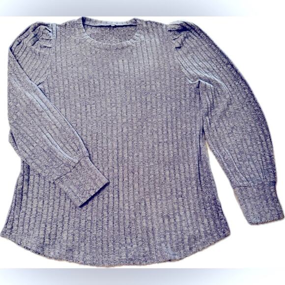 Super Soft Ribbed Fleece Blue Women’s Size Medium Puff Long Sleeve Sweater - Picture 1 of 4